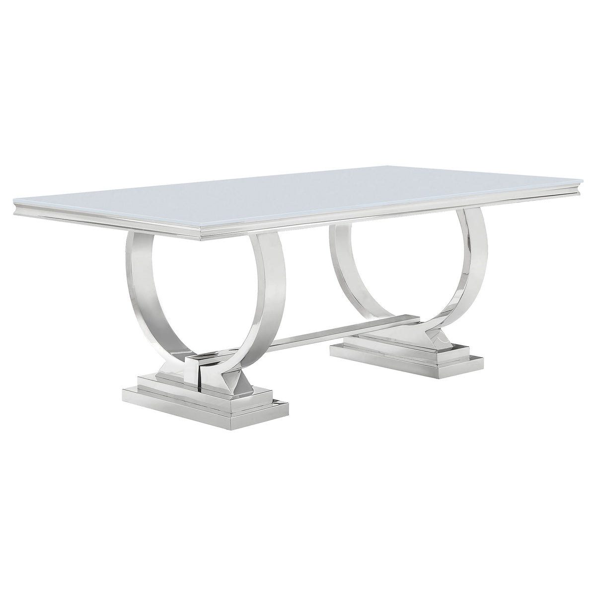 Antoine 95" Rectangular Glass Top Dining Table - 