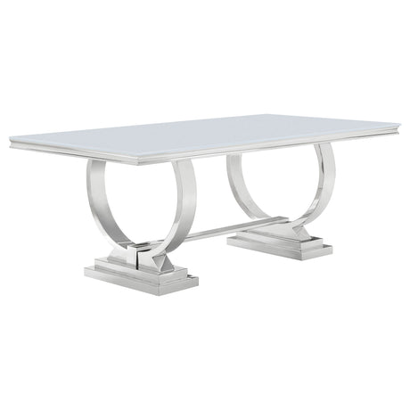 Antoine 95" Rectangular Glass Top Dining Table - 