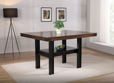 Patterson Counter Height Dining Table & Sets - Industrial Mango Oak & Black with Beige Upholstered Chairs – view 1