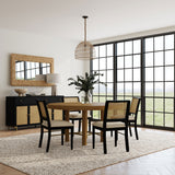 Arini Round or Extension Dining Table & Sets - 5pcs- Round Table + 4 Black Chairs