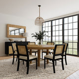 Arini Round or Extension Dining Table & Sets - 7pcs- Round Table + 6 Black Chairs