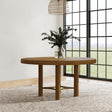 Arini Round or Extension Dining Table & Sets - Sand Wash Ash with Rattan Cane Chairs & Aged Brass Accents – view 1