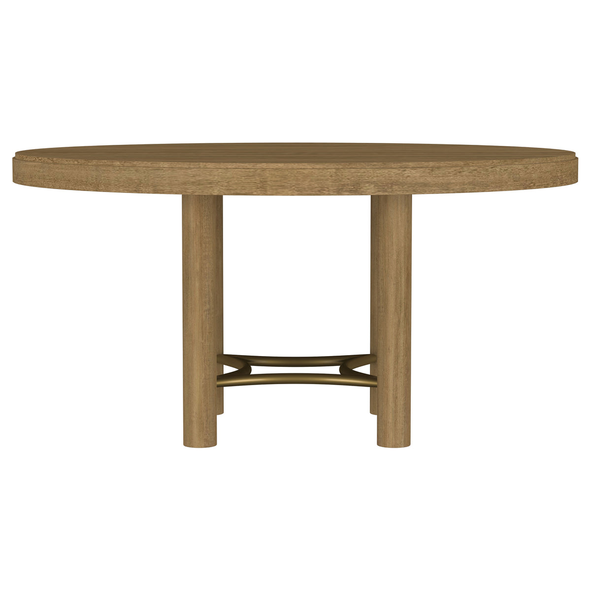 Arini Round or Extension Dining Table & Sets - Sand Wash Ash with Rattan Cane Chairs & Aged Brass Accents