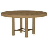 Arini Round or Extension Dining Table & Sets - Sand Wash Ash with Rattan Cane Chairs & Aged Brass Accents