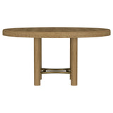 Arini Round or Extension Dining Table & Sets - Sand Wash Ash with Rattan Cane Chairs & Aged Brass Accents
