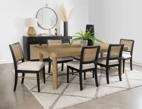 Arini Round or Extension Dining Table & Sets - 7pcs- Extension Table + 6 Black Chairs