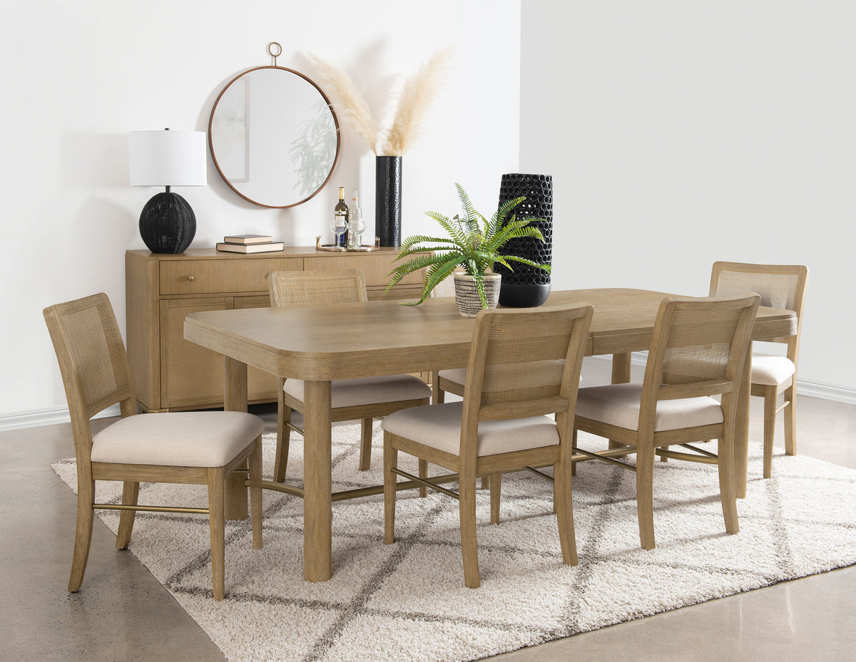 Arini Round or Extension Dining Table & Sets - 7pcs- Extension Table + 6 Sand Wash Chairs