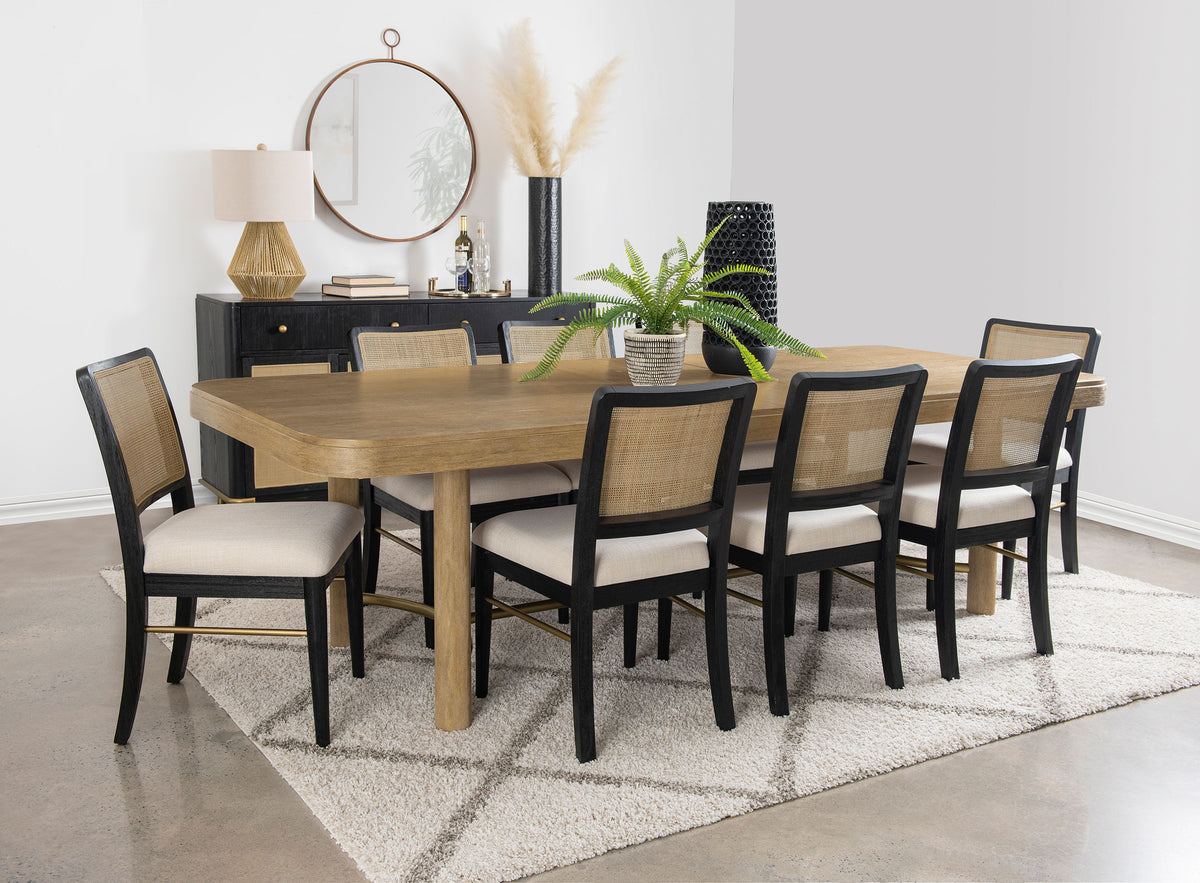 Arini Round or Extension Dining Table & Sets - 9pcs- Extension Table + 8 Black Chairs