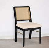 Arini Round or Extension Dining Table & Sets - Sand Wash Ash with Rattan Cane Chairs & Aged Brass Accents - lifestyle