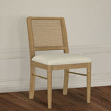 Arini Round or Extension Dining Table & Sets - Sand Wash Ash with Rattan Cane Chairs & Aged Brass Accents - lifestyle