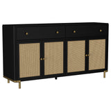 Arini Round or Extension Dining Table & Sets - Cane Door Sideboard - Black