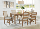 Bruner 72" Rectangular Dining Table & Sets - Natural Brown Ash with Oatmeal Upholstered Ladder-Back Chairs – view 13