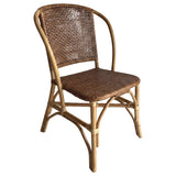 Lexley Woven Rattan Dining Side Chairs (Set of 2) - Curved Coastal Frame in Natural Brown – view 3
