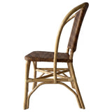 Lexley Woven Rattan Dining Side Chairs (Set of 2) - Curved Coastal Frame in Natural Brown – view 6