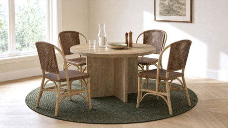 Lexley Woven Rattan Dining Side Chairs (Set of 2) - Curved Coastal Frame in Natural Brown – view 11