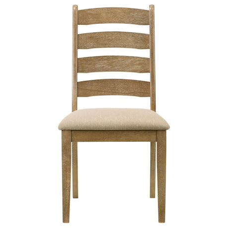 Danvers 54" Round Dining Table & Set - Farmhouse Brown Oak Starburst Top with Ladder Back Chairs – view 17