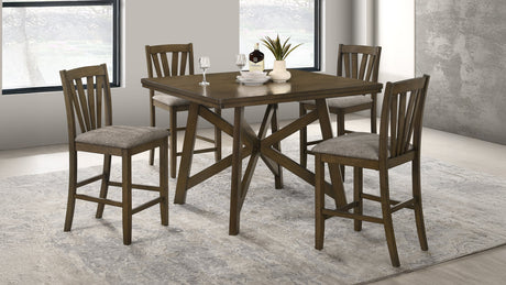 Canfield 47" Square Counter Height Dining Table & Set - 5pcs- Table + 4 Counter Chairs