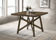 Canfield 47" Square Counter Height Dining Table & Set - Brown Mindi Veneer with Grey Upholstered Chairs – view 1