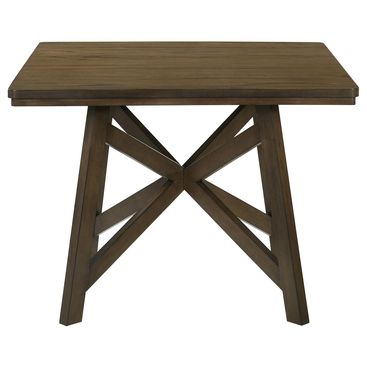 Canfield 47" Square Counter Height Dining Table & Set - Brown Mindi Veneer with Grey Upholstered Chairs – view 5
