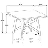Canfield 47" Square Counter Height Dining Table & Set - Brown Mindi Veneer with Grey Upholstered Chairs – view 10