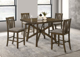 Canfield 47" Square Counter Height Dining Table & Set - Brown Mindi Veneer with Grey Upholstered Chairs – view 11
