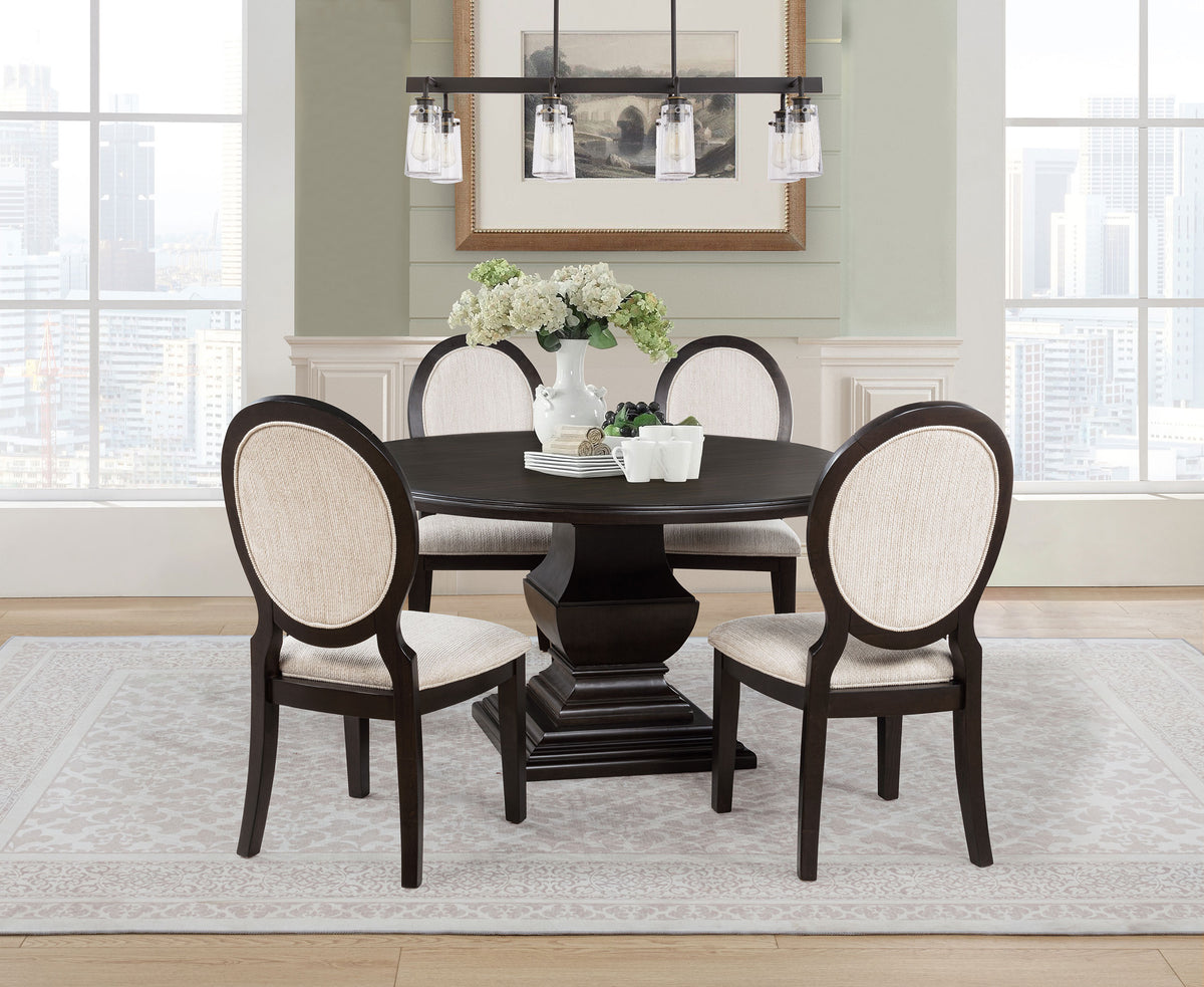 Twyla 60" Round Pedestal Dining Table & Sets - 5pcs- Table + 4 Side Chairs