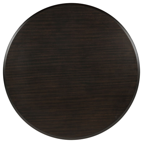 Twyla 60" Round Pedestal Dining Table & Sets - Traditional Dark Cocoa with Cream Oval-Back Chairs – view 13