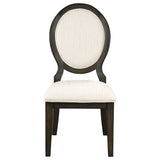 Twyla 60" Round Pedestal Dining Table & Sets - Traditional Dark Cocoa with Cream Oval-Back Chairs – view 15