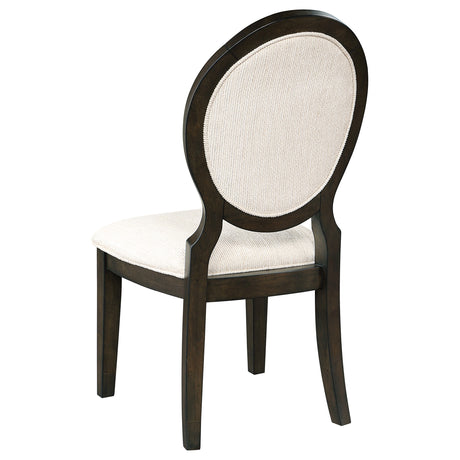 Twyla 60" Round Pedestal Dining Table & Sets - Traditional Dark Cocoa with Cream Oval-Back Chairs – view 16