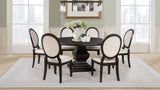Twyla 60" Round Pedestal Dining Table & Sets - 7pcs- Table + 6 Side Chairs