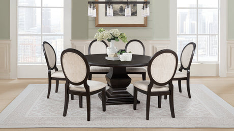 Twyla 60" Round Pedestal Dining Table & Sets - 7pcs- Table + 6 Side Chairs