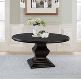 Twyla 60" Round Pedestal Dining Table & Sets - Traditional Dark Cocoa with Cream Oval-Back Chairs – view 1