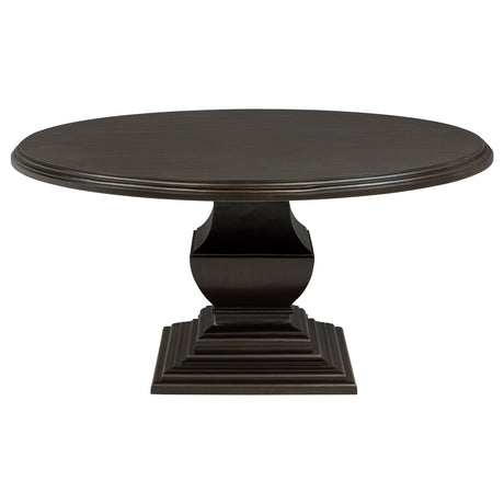 Twyla 60" Round Pedestal Dining Table & Sets - Traditional Dark Cocoa with Cream Oval-Back Chairs – view 5