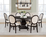 Twyla 60" Round Pedestal Dining Table & Sets - Traditional Dark Cocoa with Cream Oval-Back Chairs – view 9
