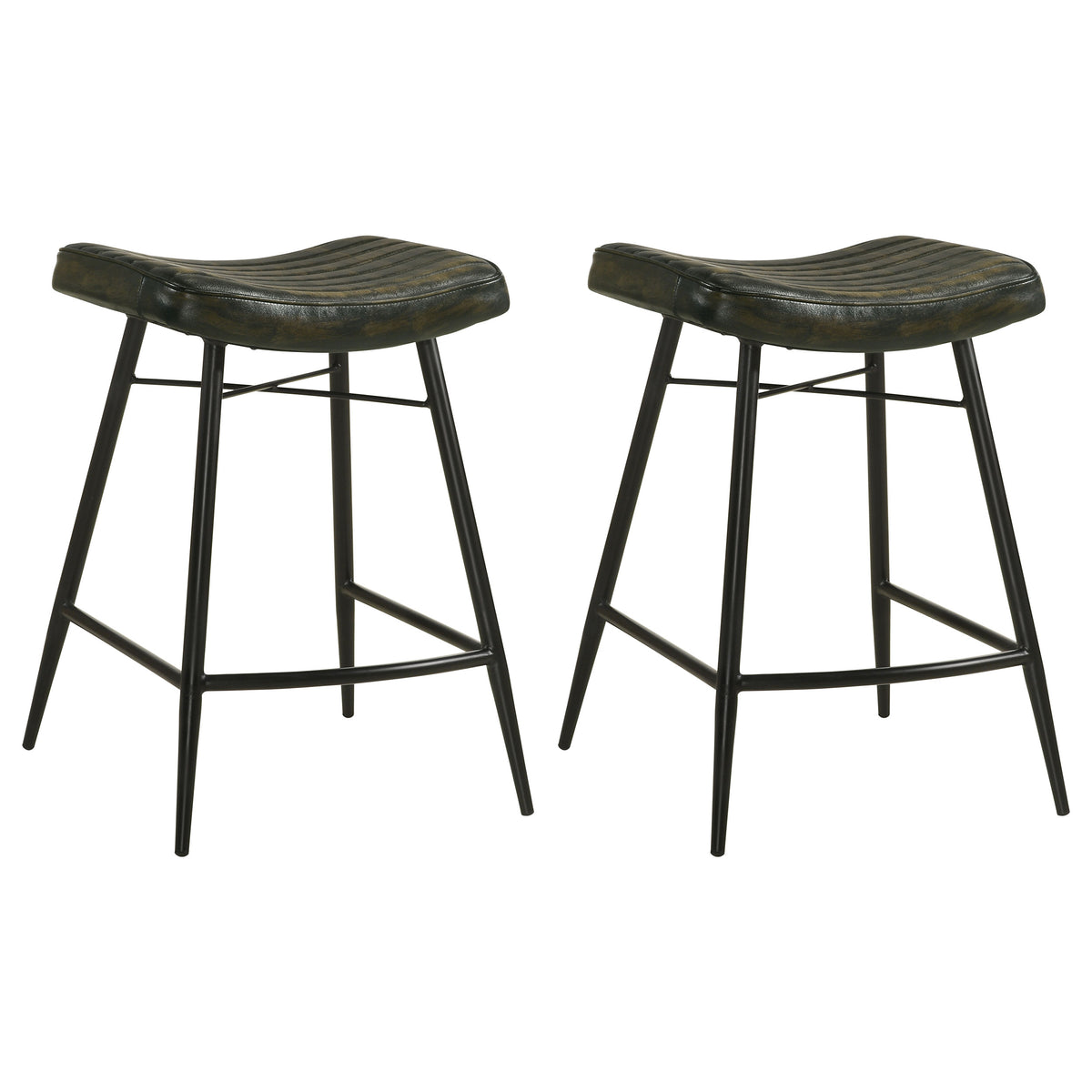 Bayu Backless Leather Bar & Counter Stools - Set of 2 Counter Stools (25" H)