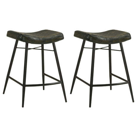 Bayu Backless Leather Bar & Counter Stools - Set of 2 Counter Stools (25" H)
