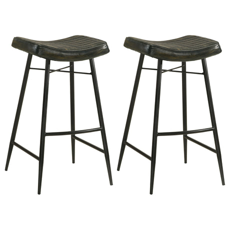 Bayu Backless Leather Bar & Counter Stools - Set of 2 Bar Stools (31" H)
