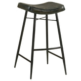 Bayu Backless Leather Bar & Counter Stools - Channel-Tufted Antique Espresso on Black Iron, Set of 2 – view 12