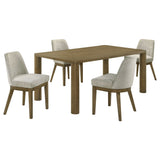 Castlewood 71" Dining Table, Sets & Sideboard - Mid-Century Brown Oak with Light Tan Chenille Chairs – view 16