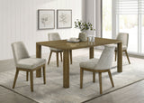 Castlewood 71" Dining Table, Sets & Sideboard - Mid-Century Brown Oak with Light Tan Chenille Chairs – view 15