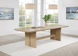 Kailani 110" Extension Dining Table & Sets - Coastal Beige Oak with Cane-Back Chairs, Sideboard & Vitrine – view 9