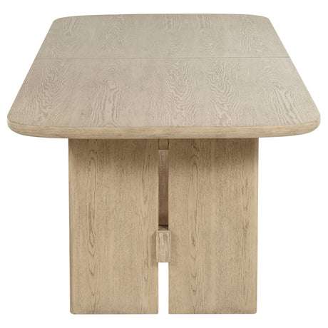 Kailani 110" Extension Dining Table & Sets - Coastal Beige Oak with Cane-Back Chairs, Sideboard & Vitrine – view 11