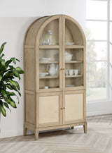 Kailani 110" Extension Dining Table & Sets - Coastal Beige Oak with Cane-Back Chairs, Sideboard & Vitrine - lifestyle