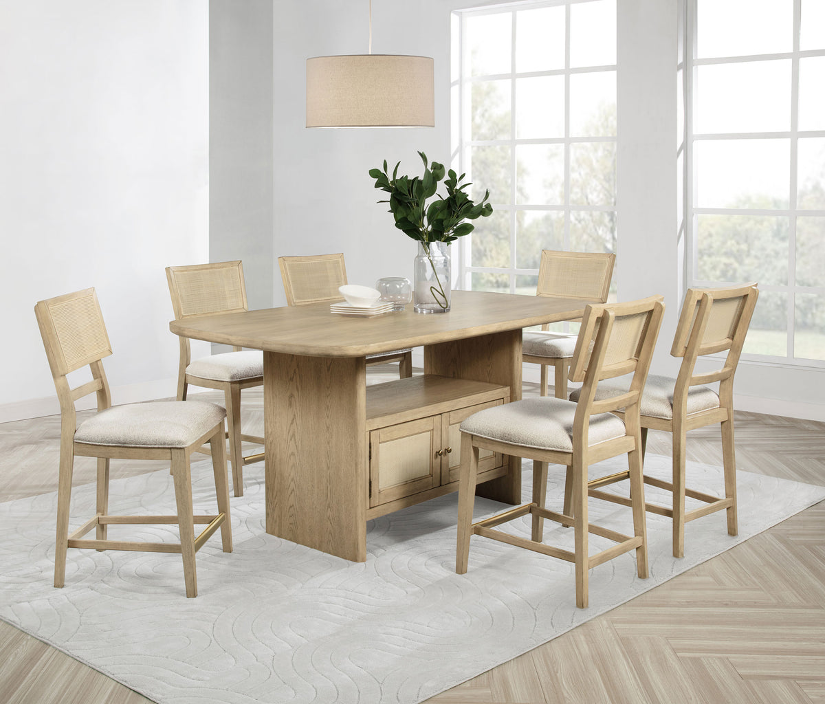 Kailani Counter Height Storage Dining Table & Sets - 7pcs- Table + 6 Counter Chairs