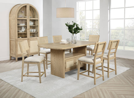 Kailani Counter Height Storage Dining Table & Sets - Coastal Beige Oak with Woven-Look Counter Chairs – view 20