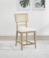 Kailani Counter Height Storage Dining Table & Sets - Coastal Beige Oak with Woven-Look Counter Chairs - lifestyle