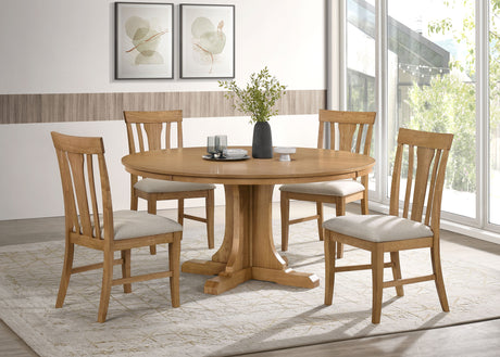 Hartville 60" Round Pedestal Dining Table & Sets - 5pcs- Table + 4 Side Chairs