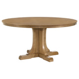 Hartville 60" Round Pedestal Dining Table & Sets - Slat-Back Chairs in Natural Light Brown – view 13