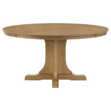 Hartville 60" Round Pedestal Dining Table & Sets - Slat-Back Chairs in Natural Light Brown – view 14