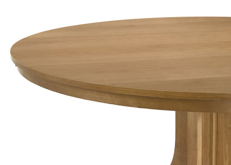 Hartville 60" Round Pedestal Dining Table & Sets - Slat-Back Chairs in Natural Light Brown – view 16